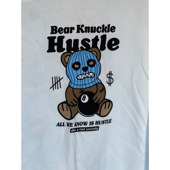 Bear Knuckle Hustle Graphic T-Shirt Size M By Riot Society - Picture 8 of 10